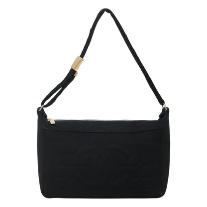 CHANEL Choco Bar line Shoulder Bag Canvas Black CC BA034