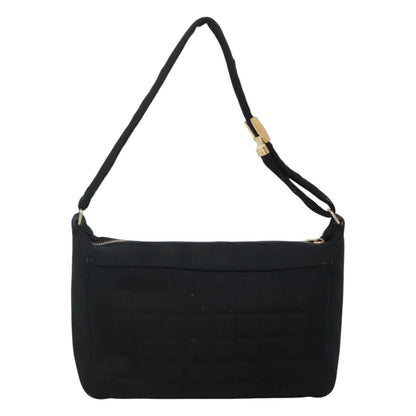 CHANEL Choco Bar line Shoulder Bag Canvas Black CC BA034