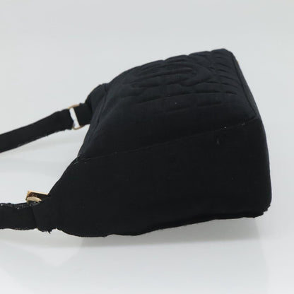 CHANEL Choco Bar line Shoulder Bag Canvas Black CC BA034