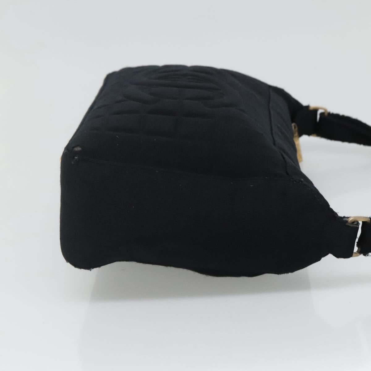 CHANEL Choco Bar line Shoulder Bag Canvas Black CC BA034