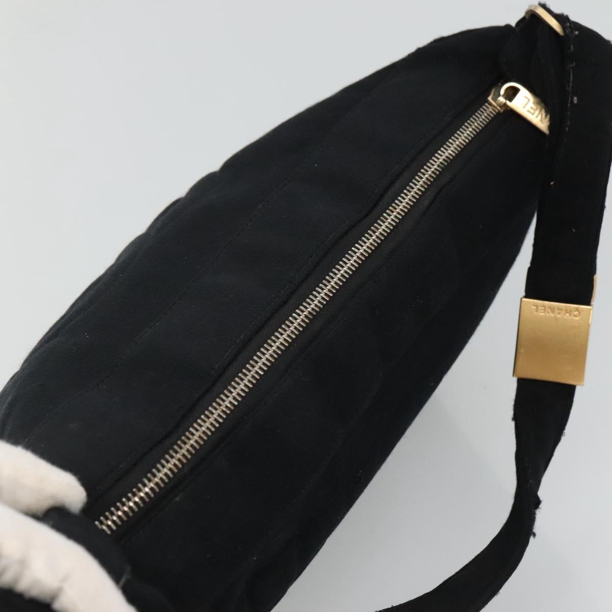 CHANEL Choco Bar line Shoulder Bag Canvas Black CC BA034