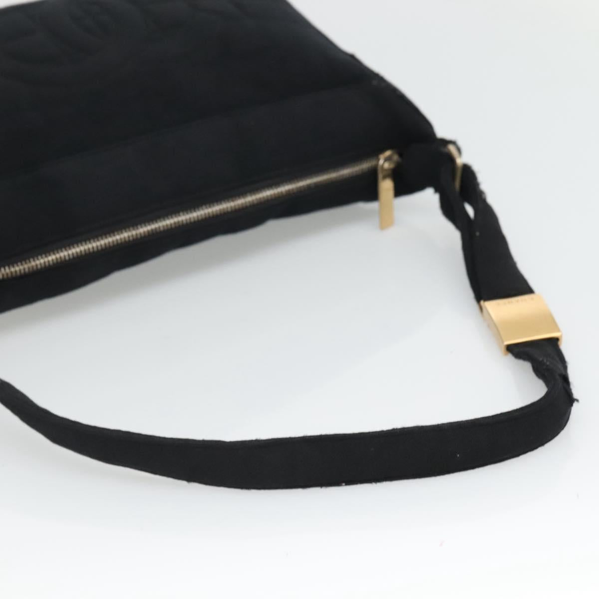 CHANEL Choco Bar line Shoulder Bag Canvas Black CC BA034