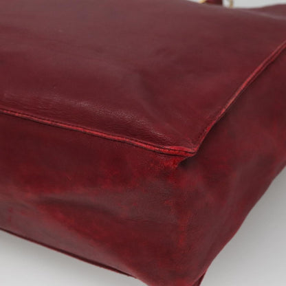 CHANEL COCO Mark Chain Shoulder Bag Lamb Skin Red Gold CC BA095