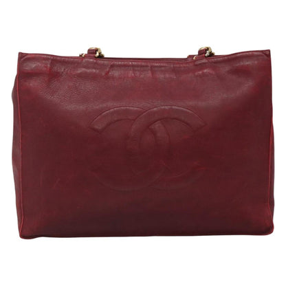 CHANEL COCO Mark Chain Shoulder Bag Lamb Skin Red Gold CC BA095