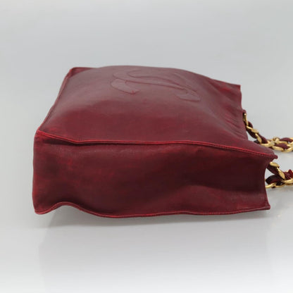 CHANEL COCO Mark Chain Shoulder Bag Lamb Skin Red Gold CC BA095