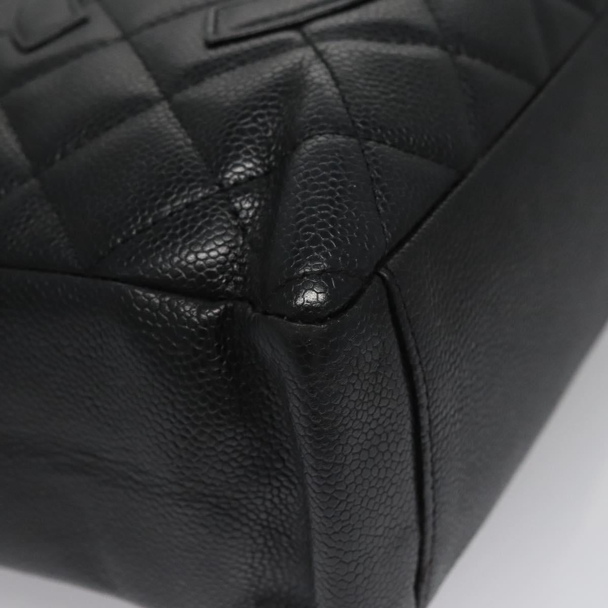 CHANEL Matelasse Chain Shoulder Bag Caviar Skin Black Gold CC BA096
