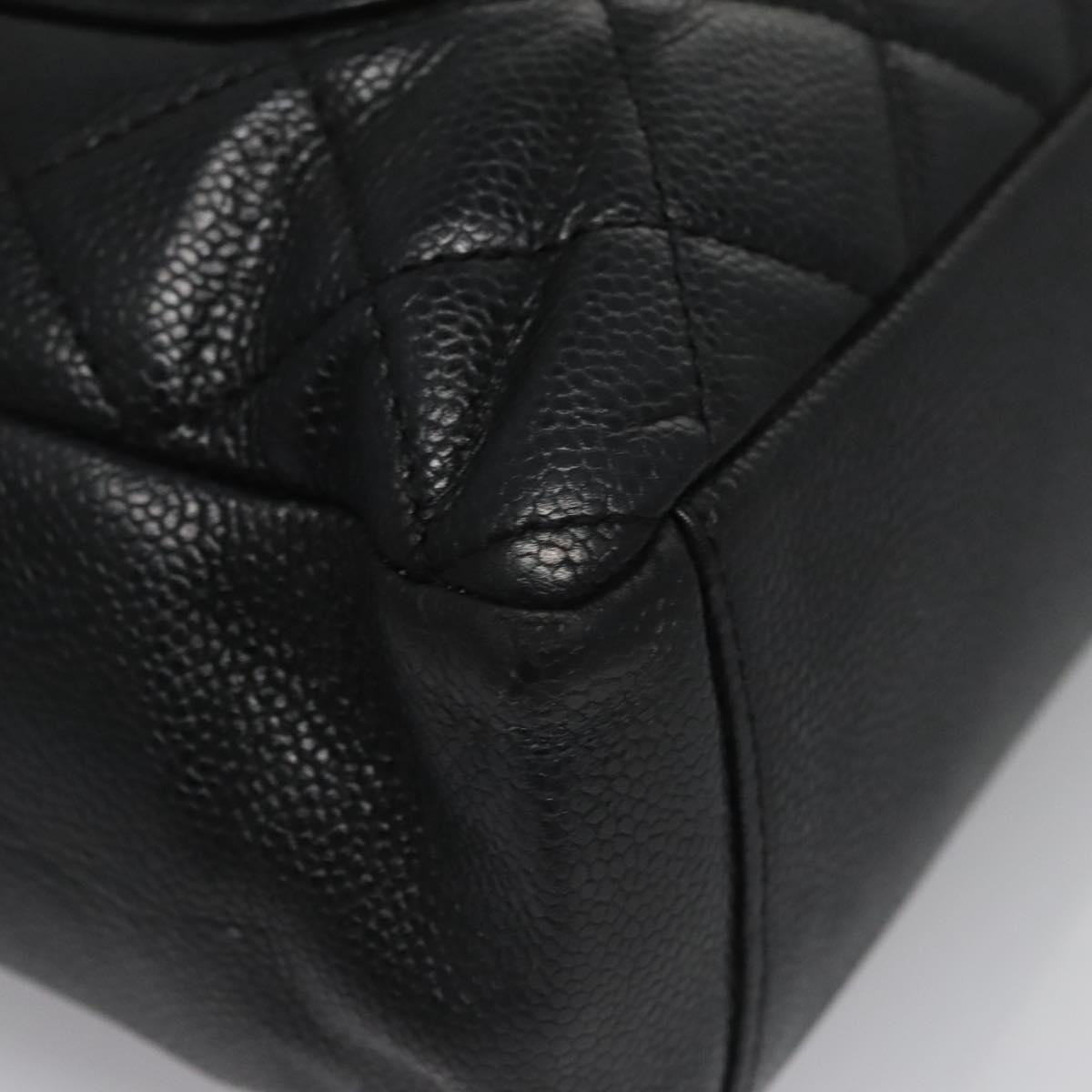 CHANEL Matelasse Chain Shoulder Bag Caviar Skin Black Gold CC BA096