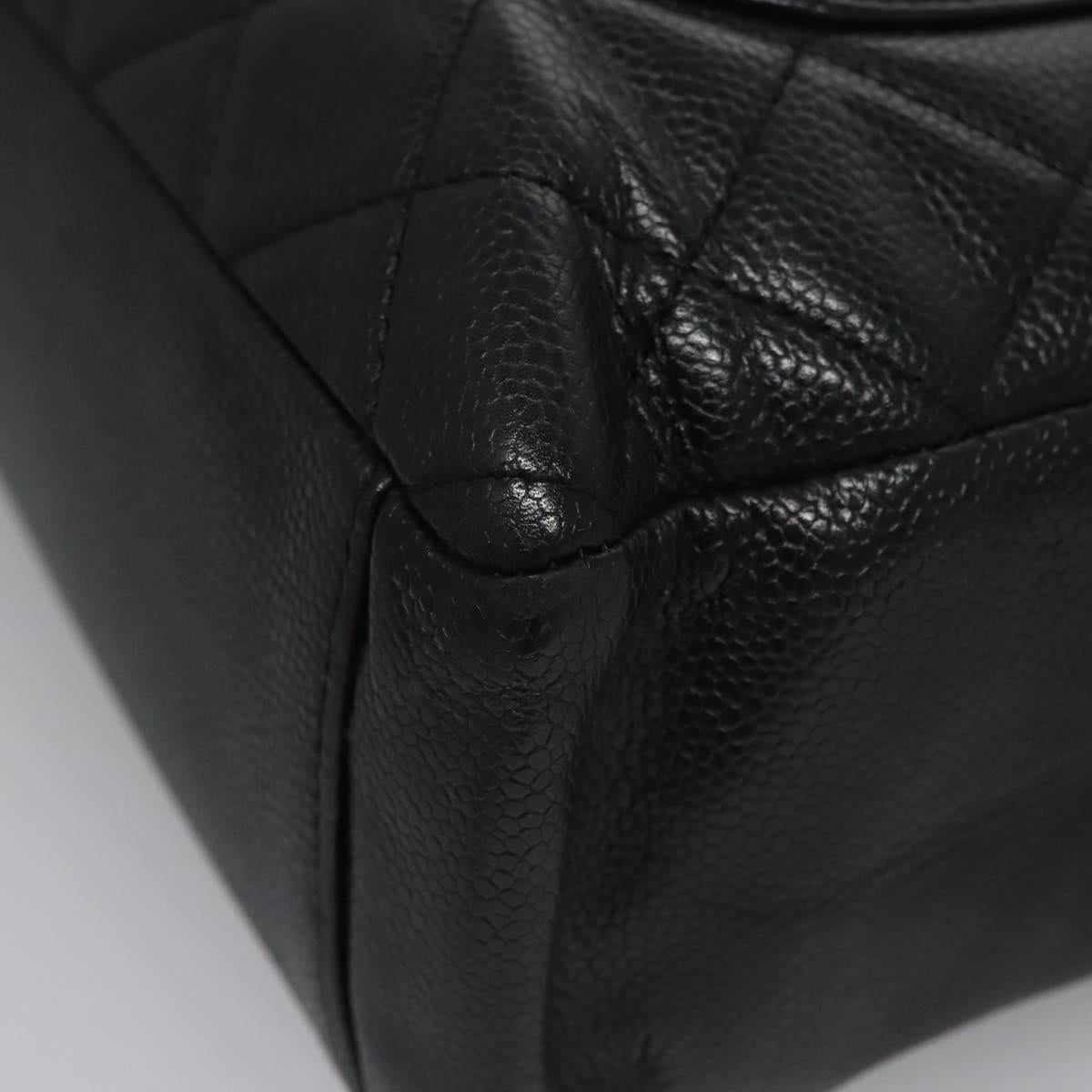 CHANEL Matelasse Chain Shoulder Bag Caviar Skin Black Gold CC BA096