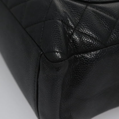 CHANEL Matelasse Chain Shoulder Bag Caviar Skin Black Gold CC BA096