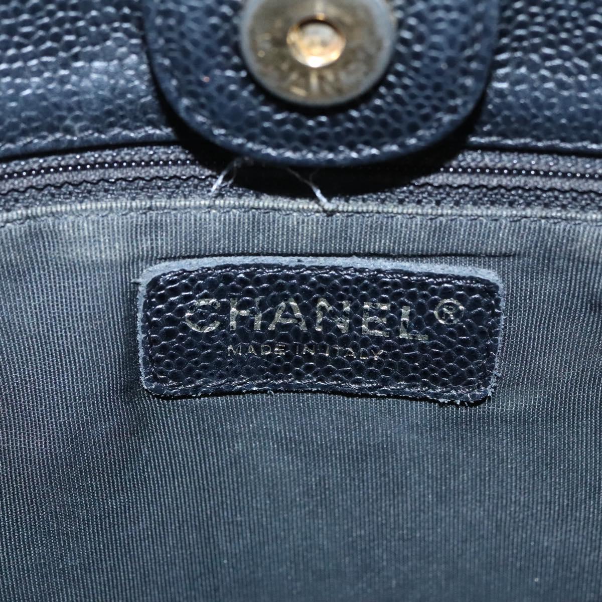 CHANEL Matelasse Chain Shoulder Bag Caviar Skin Black Gold CC BA096