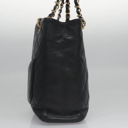 CHANEL Matelasse Chain Shoulder Bag Caviar Skin Black Gold CC BA096