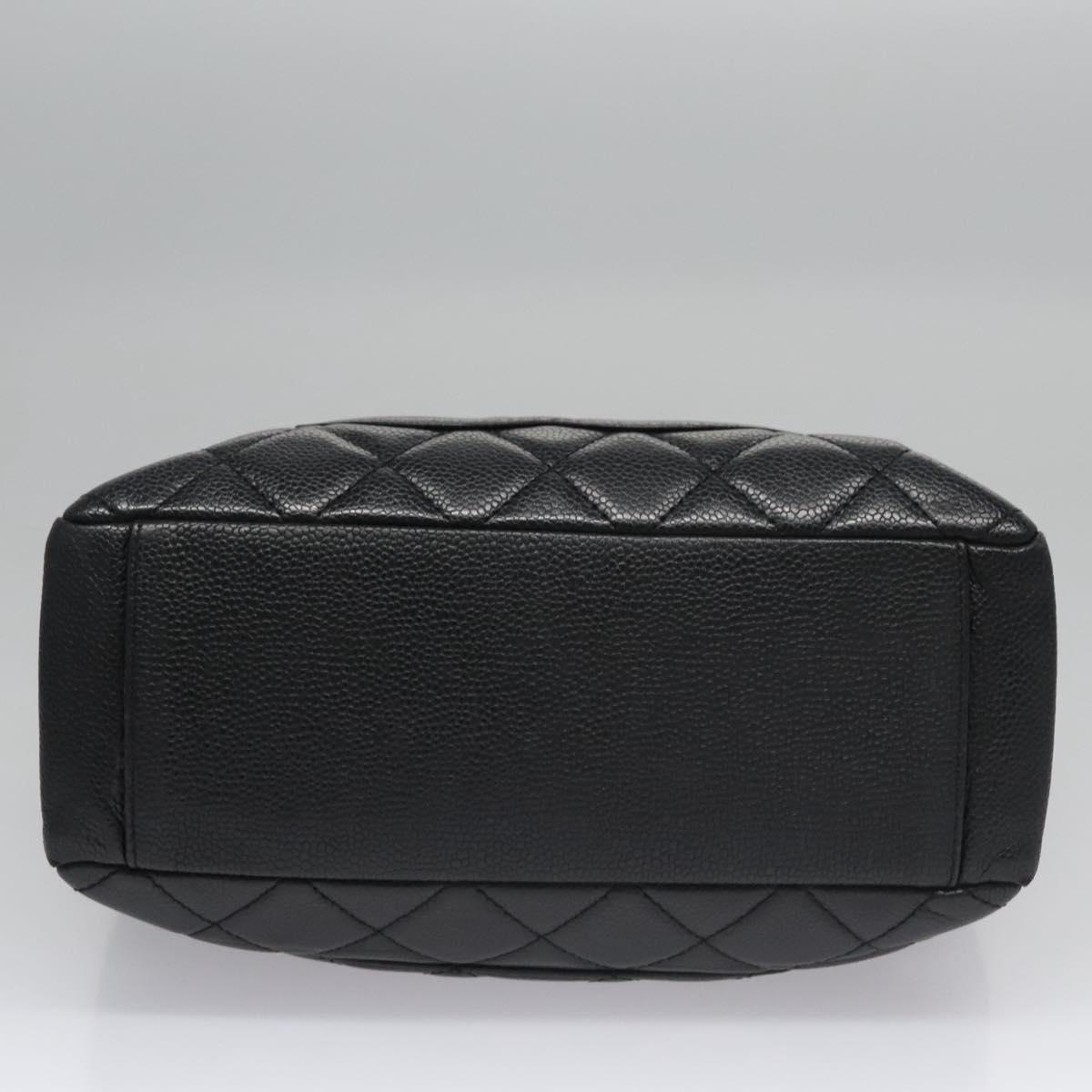 CHANEL Matelasse Chain Shoulder Bag Caviar Skin Black Gold CC BA096