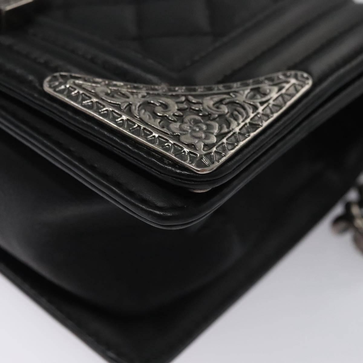 CHANEL Chain Matelasse Boy Chanel Shoulder Bag Lamb Skin Black CC BA244S