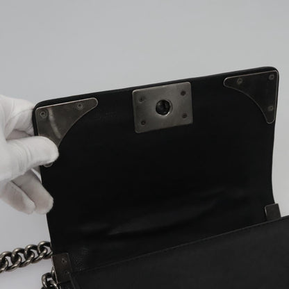 CHANEL Chain Matelasse Boy Chanel Shoulder Bag Lamb Skin Black CC BA244S