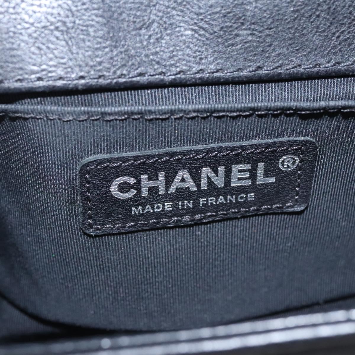 CHANEL Chain Matelasse Boy Chanel Shoulder Bag Lamb Skin Black CC BA244S