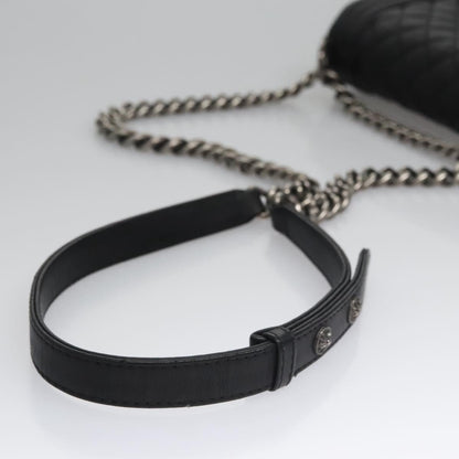 CHANEL Chain Matelasse Boy Chanel Shoulder Bag Lamb Skin Black CC BA244S