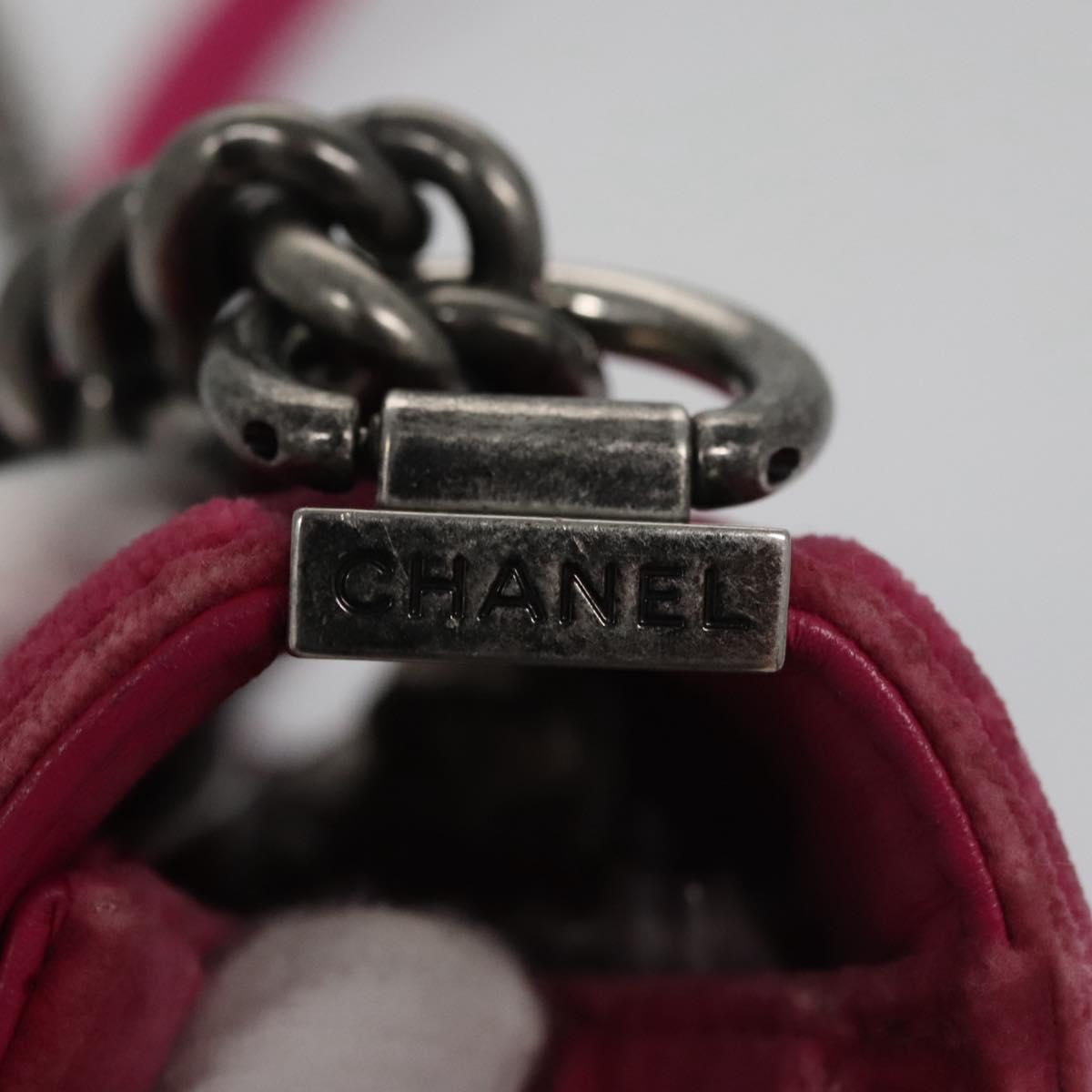 CHANEL Chain Boy Chanel Matelasse Shoulder Bag Velor Pink CC BA245