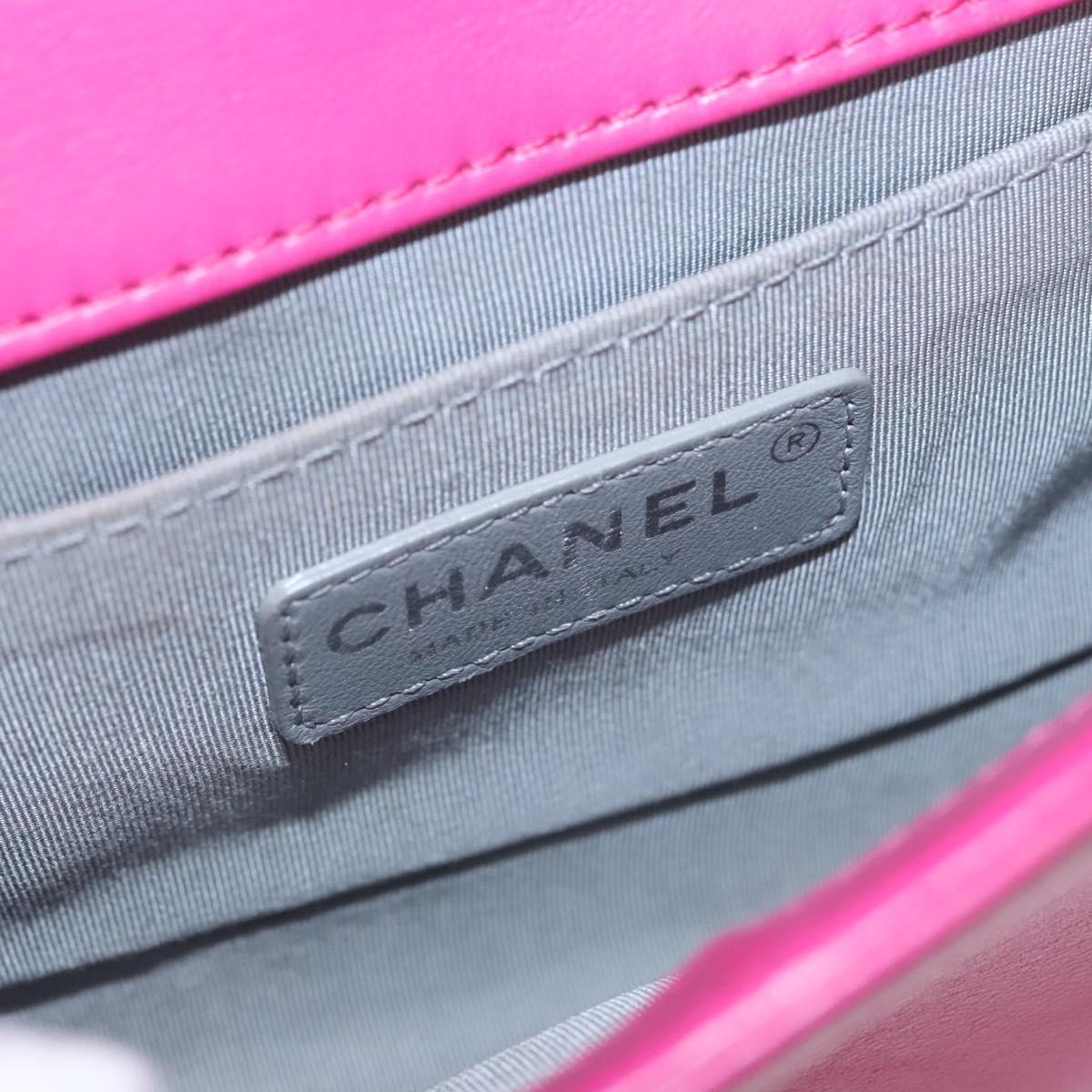 CHANEL Chain Boy Chanel Matelasse Shoulder Bag Velor Pink CC BA245