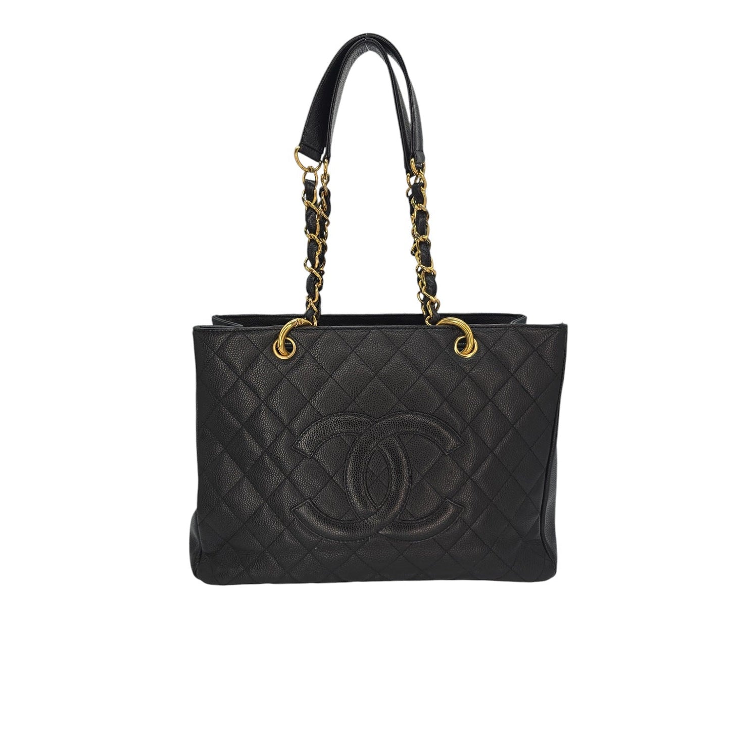 Chanel Vintage Black Quilted Caviar Grand Shopping Tote