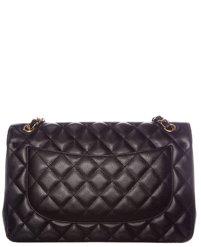 Chanel Black Caviar Classic Jumbo  Double Flap GHW Handbag