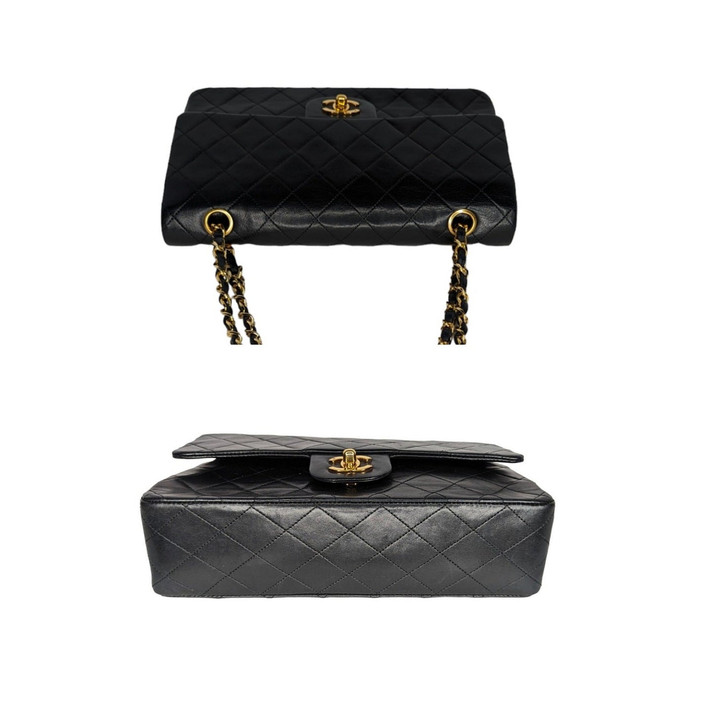 Chanel 90s Classic Black Lambskin Quilted Small Double Flap