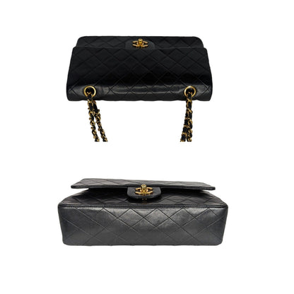 Chanel 90s Classic Black Lambskin Quilted Small Double Flap