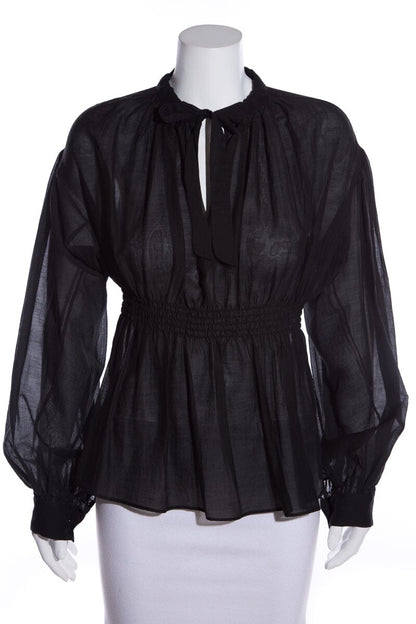 Chanel Black L/S Peasant Blouse SZ 36