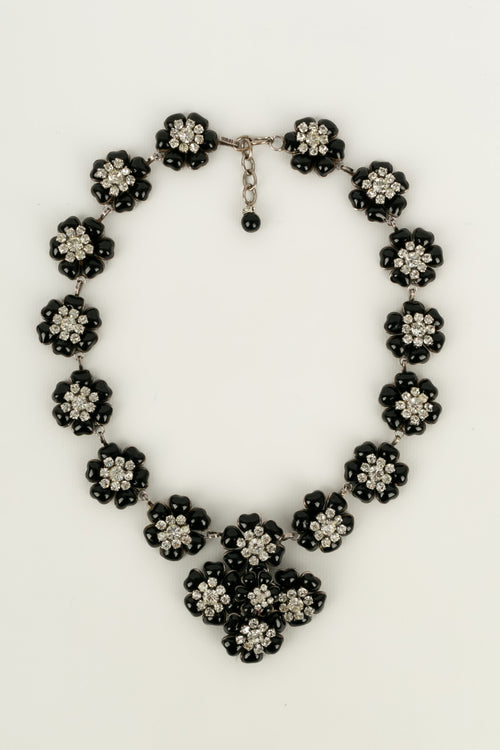 Collier camlias en pte de verre Chanel