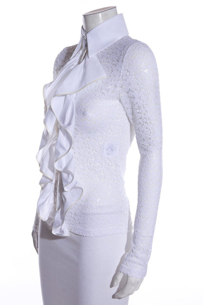 Chanel White Lace Blouse SZ 36