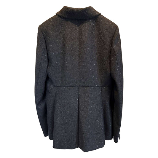 Chanel black jacket with white buttons