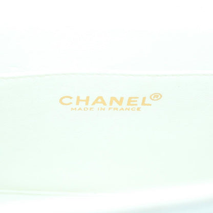 CHANEL Choco Bar line Chain Shoulder Bag Leather White CC bs10047