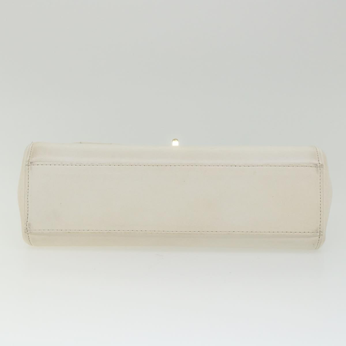 CHANEL Choco Bar line Chain Shoulder Bag Leather White CC bs10047