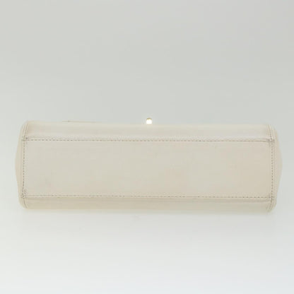 CHANEL Choco Bar line Chain Shoulder Bag Leather White CC bs10047