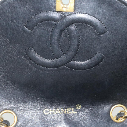 CHANEL Matelasse Chain Shoulder Bag Lamb Skin Black White CC bs10325
