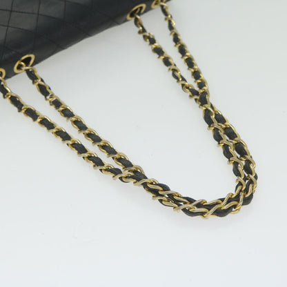 CHANEL Matelasse Chain Shoulder Bag Lamb Skin Black White CC bs10325