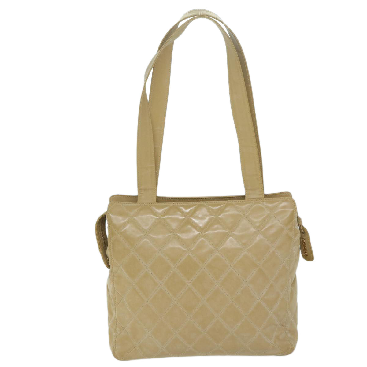 CHANEL Shoulder Bag Patent leather Beige CC bs10487