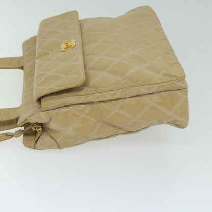 CHANEL Shoulder Bag Patent leather Beige CC bs10487