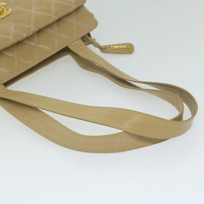 CHANEL Shoulder Bag Patent leather Beige CC bs10487