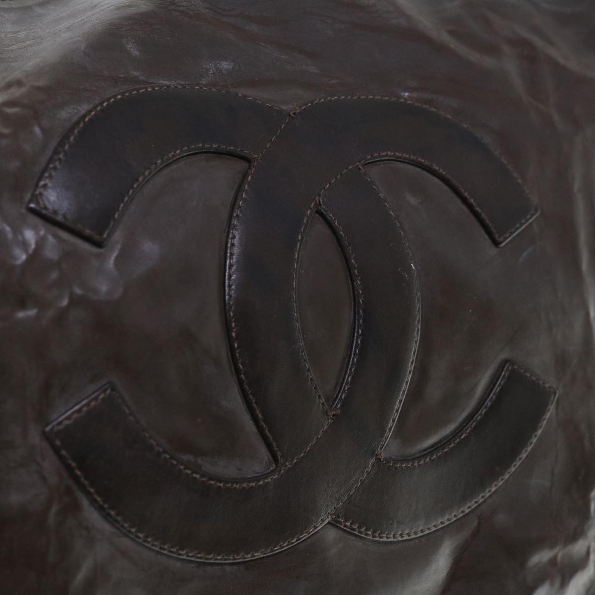 CHANEL Tote Bag Patent leather Brown CC bs10555