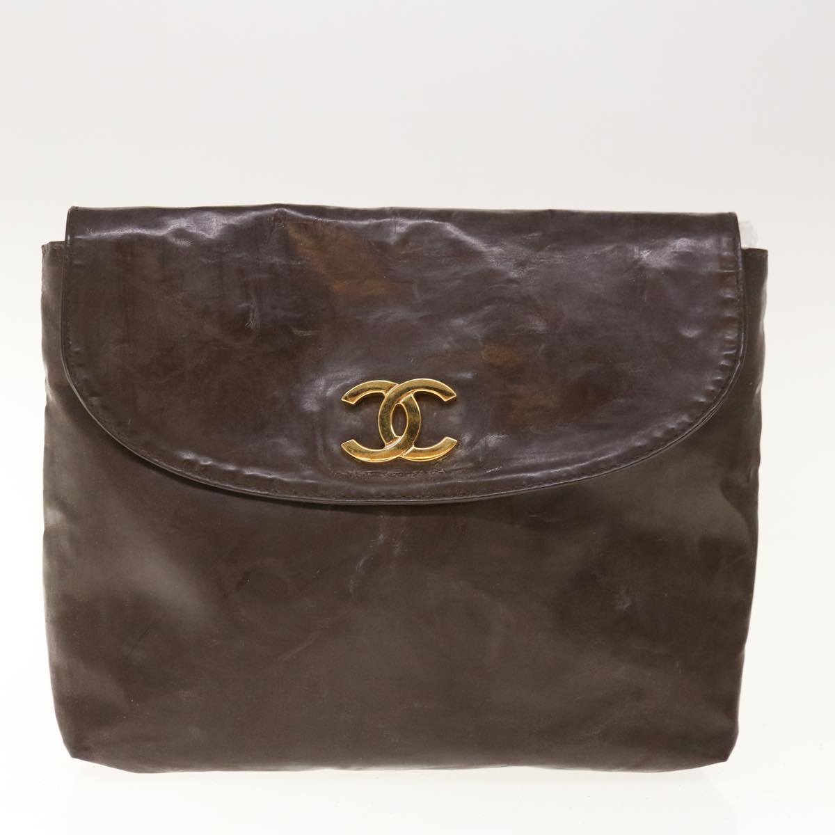 CHANEL Tote Bag Patent leather Brown CC bs10555