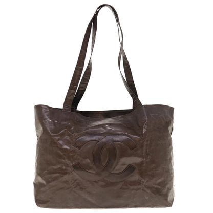 CHANEL Tote Bag Patent leather Brown CC bs10555
