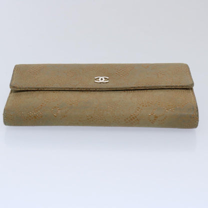 CHANEL Long Wallet Suede Beige CC bs10744