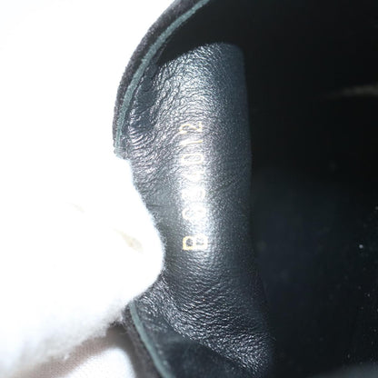 CHANEL Pumps Shoes Velor 38 Black CC bs10973