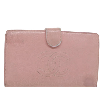 CHANEL Long Wallet Caviar Skin Pink CC bs11186