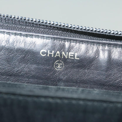 CHANEL Long Wallet Caviar Skin Black CC bs11198