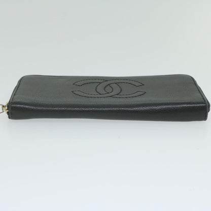 CHANEL Long Wallet Caviar Skin Black CC bs11198