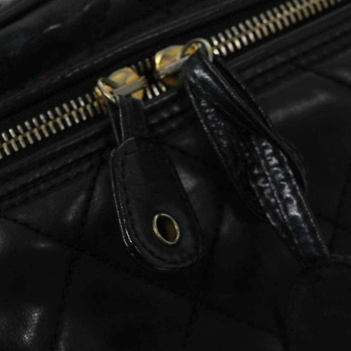 CHANEL Vanity Cosmetic Pouch Patent leather 2way Black CC bs11283