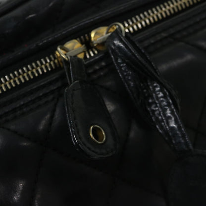 CHANEL Vanity Cosmetic Pouch Patent leather 2way Black CC bs11283