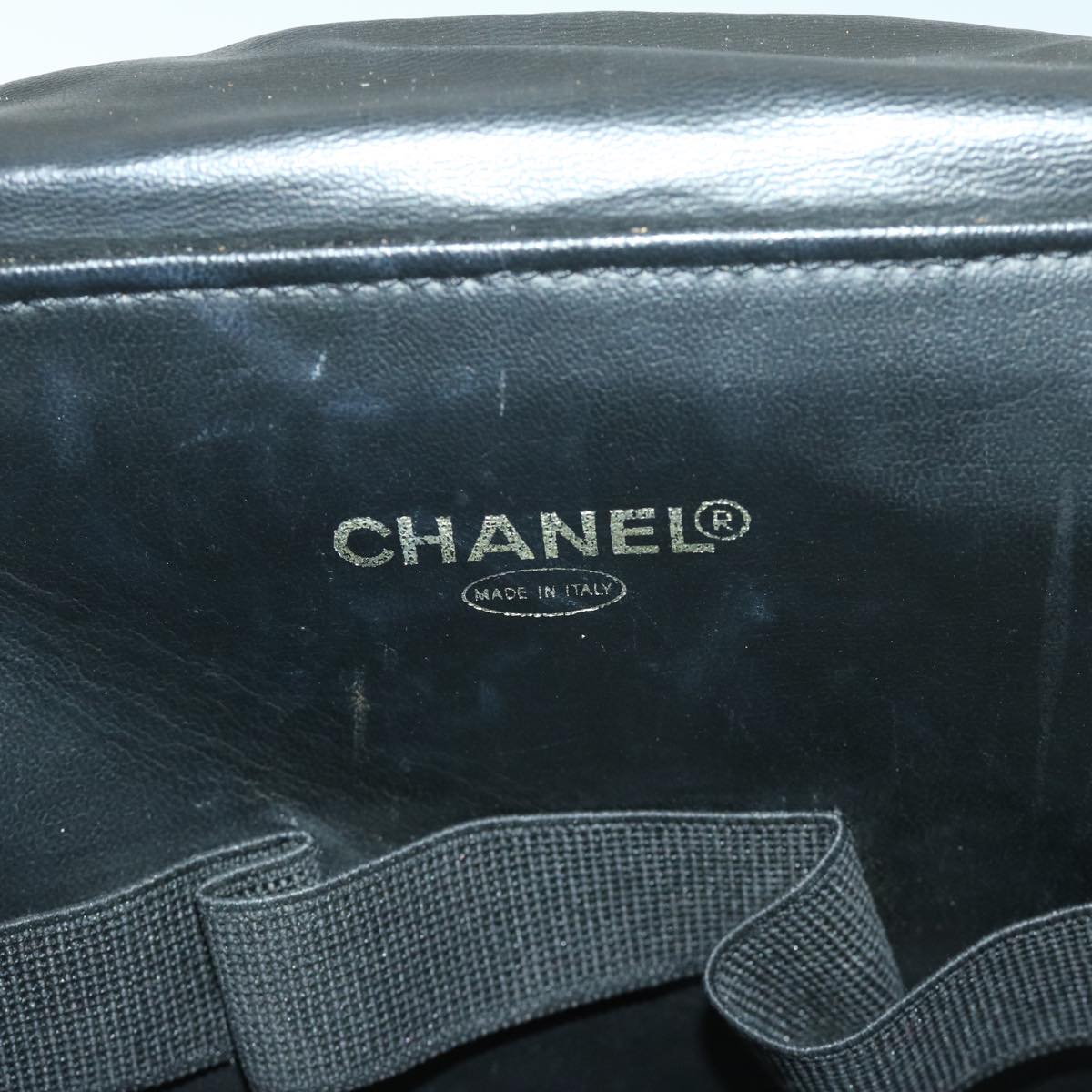 CHANEL Vanity Cosmetic Pouch Patent leather 2way Black CC bs11283