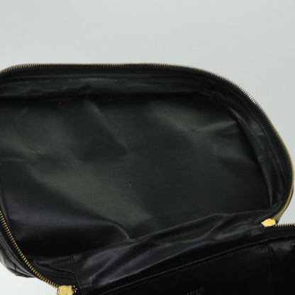 CHANEL Vanity Cosmetic Pouch Patent leather 2way Black CC bs11283